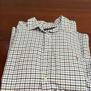 Ralph Lauren Blue and White Casual Button Down Shirt